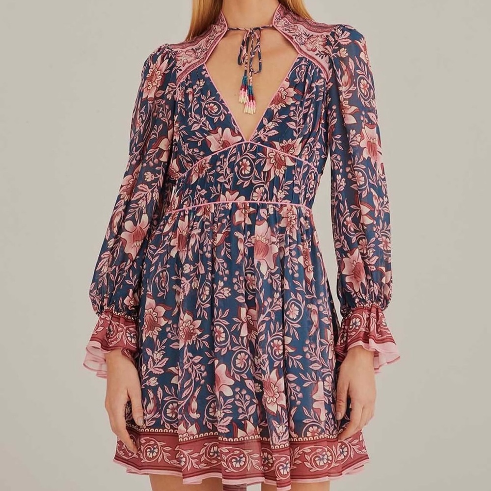 Anika Charm teal long sleeve 
Mini dresss